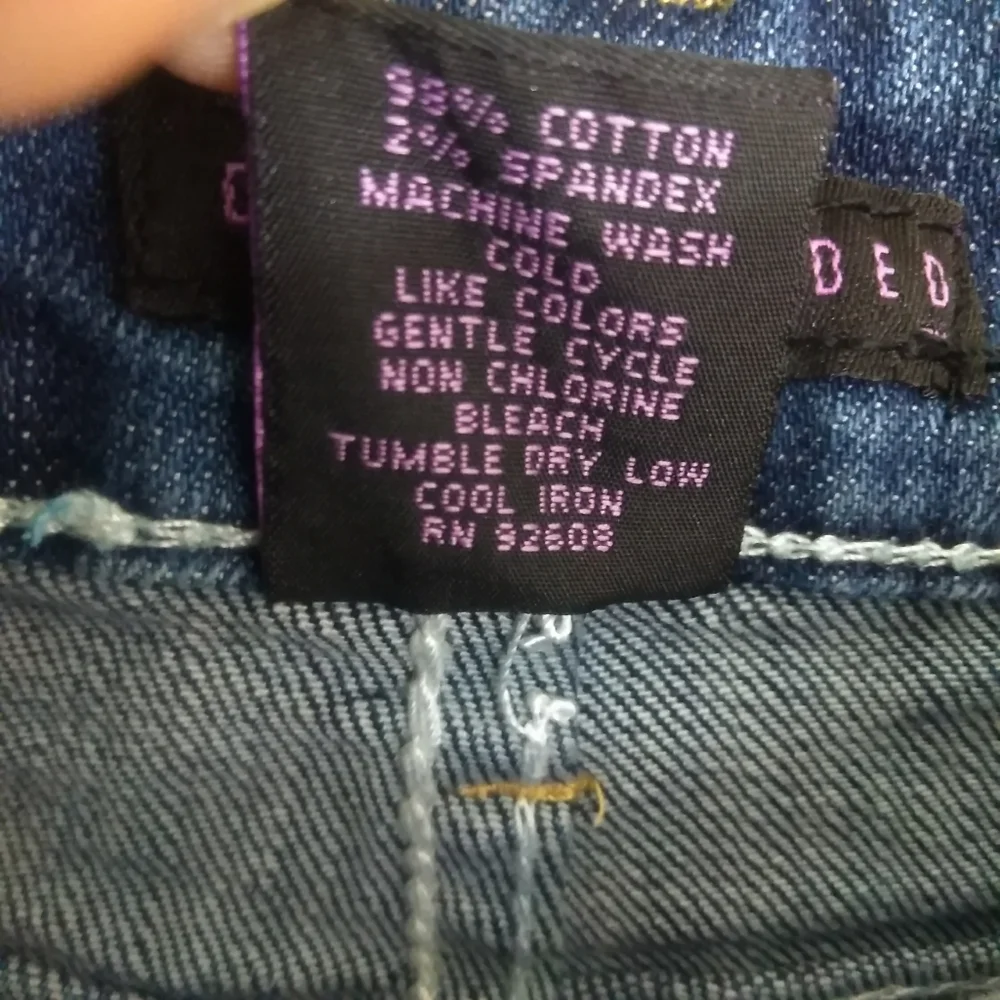 Decoded Junior Denim Mini Skirt Dark Wash Size 9 - Distressed Contrast Stitch